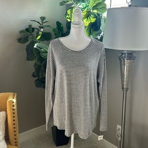 Style & Co Gray and White Striped Sweater